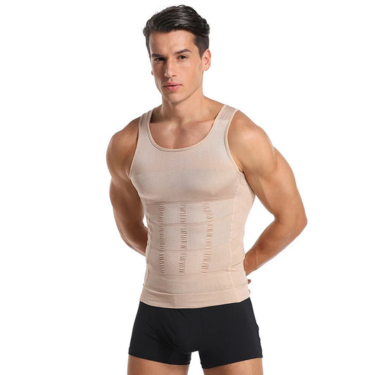 Men’s Slimming Shapewear Corset Vest — Compression Tummy Control Waist Cincher Sports Shirt