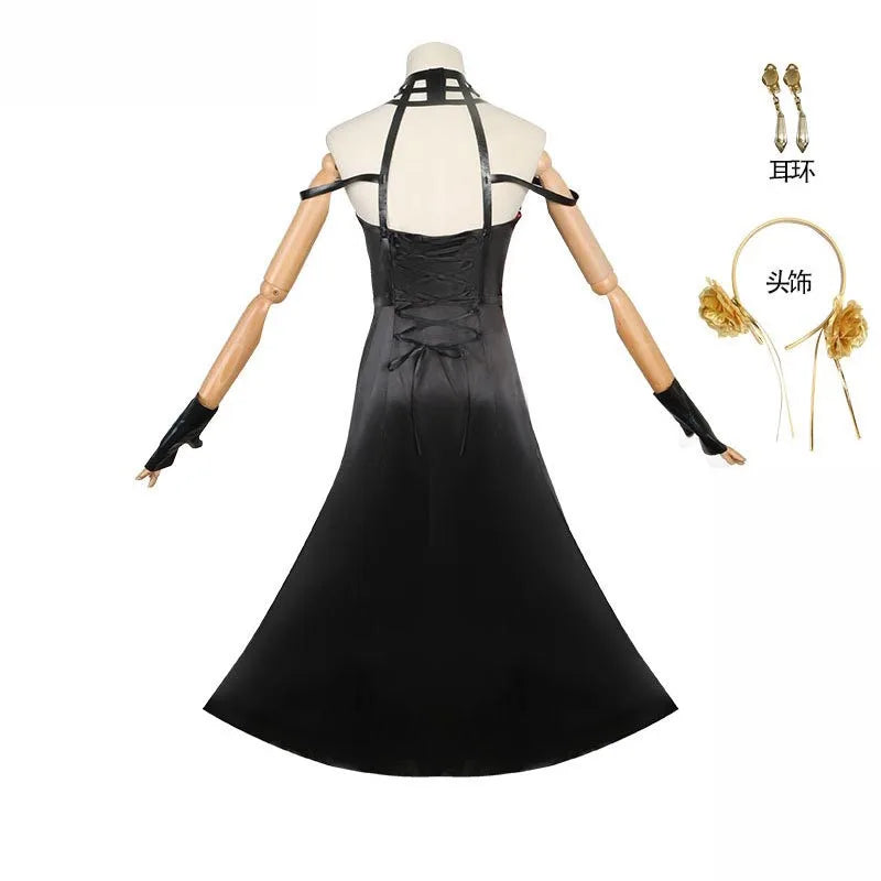 Yor Forger Cosplay Costume Full Set – Headband, Wig, Earrings, Elastic Thigh Stockings & Dress for Comic Con