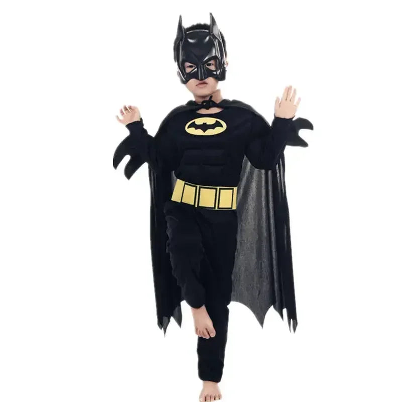 Kids Boys Muscle Superhero Costume — Movie Character Cosplay with Mask & Cloak for Halloween Party