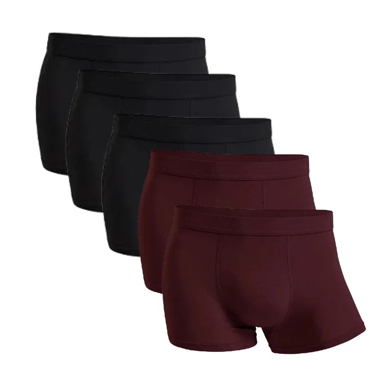 5-Pack Bamboo Men’s Boxers Underwear Plus Size XL–6XL, Breathable Gym Shorts Style Soft Black Underpants Gift Set