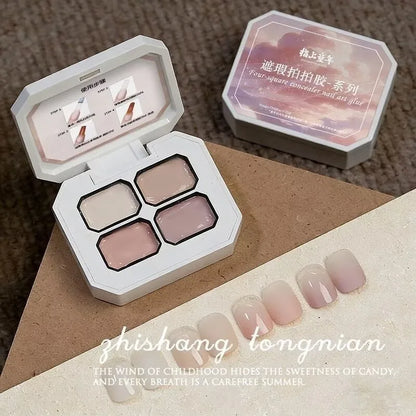 4-Color Nude Gradient Nail Art Gel - Semi-Permanent Soak-Off UV Gel Polish