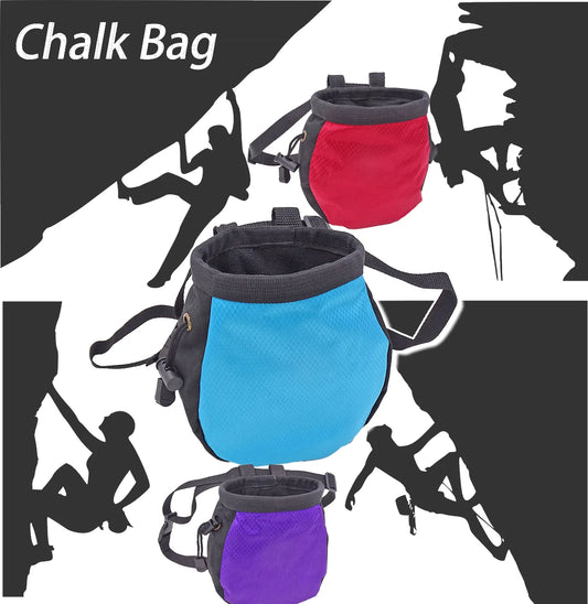 Rock Climbing Chalk Bag - Belted Magnesia Pouch with Zipper Pocket for Gym, Fitness & Bouldering