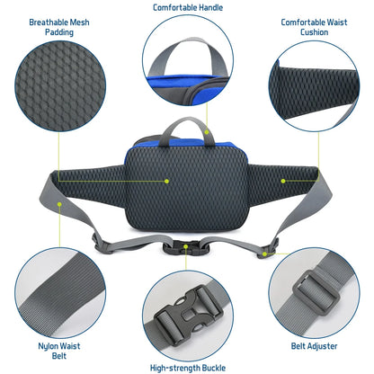 Water-Resistant Adjustable Fanny Pack – Multi-Pocket Waist Bag with Bottle Holder for Hiking, Running, Cycling & Travel