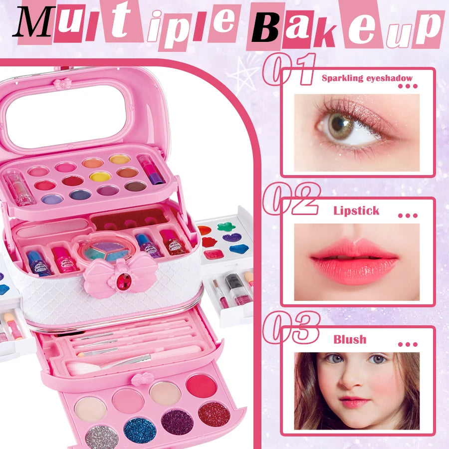 Kids Washable Makeup Kit for Girls – Real Makeup Set for Toddlers & Children, Fun Toy for Little Girls