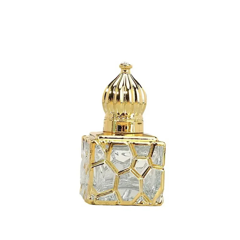 15ml Luxury Golden Essential Oil Roller Bottle - Refillable Glass Perfume Container for Cosmetics & Sample Test