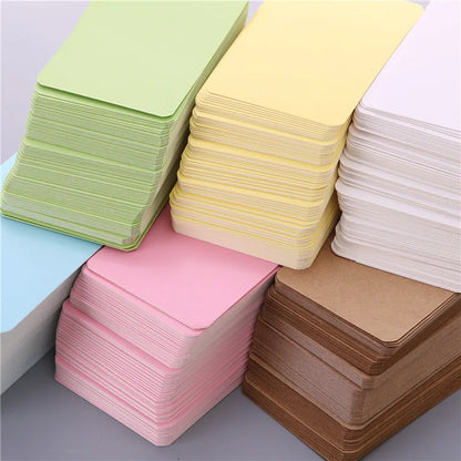 50pcs Kraft Paper Cards – Blank Business, Thank You, Message, Writing, Label, Bookmark & Learning Cards Box