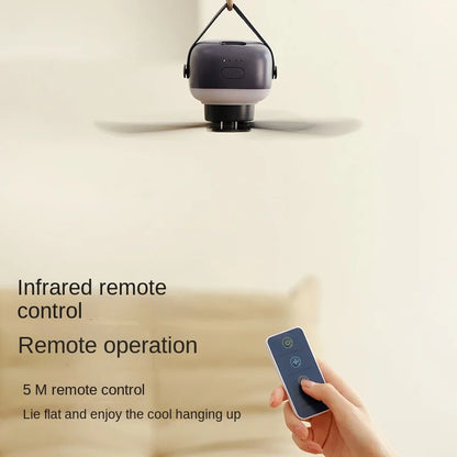 Portable Wireless Mini Ceiling Fan – USB Fan with Remote Control, Stand, Night Light for Home, Outdoor & Camping