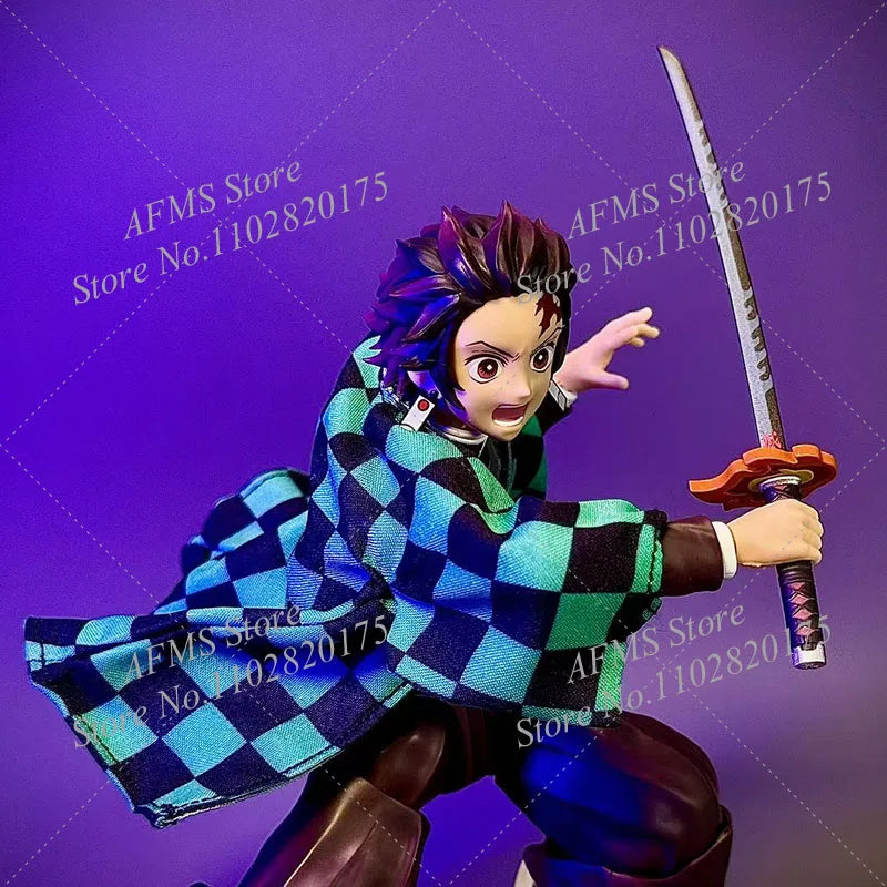 1/12 Scale Kamado Tanjirou Collectible Figure – Classic Plaid Jacket Cosplay Uniform 6-Inch Male Action Figure