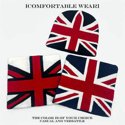 Union Jack Jacquard Knit Beanie - Warm Casual Streetwear Hat for Men & Women