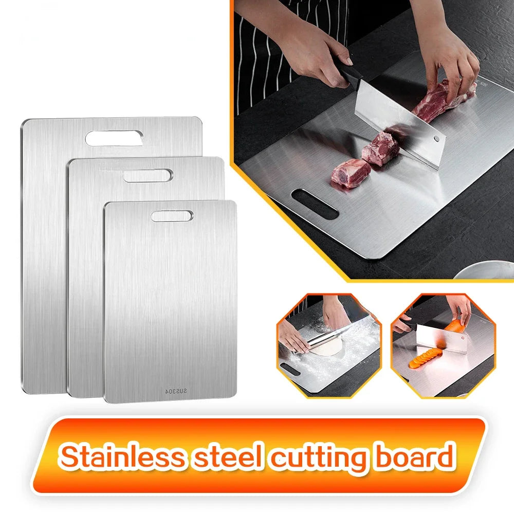 316 Stainless Steel Chopping Board – Thickened Double-Sided Cutting Board for Kitchen, Household Use, and Kneading Dough