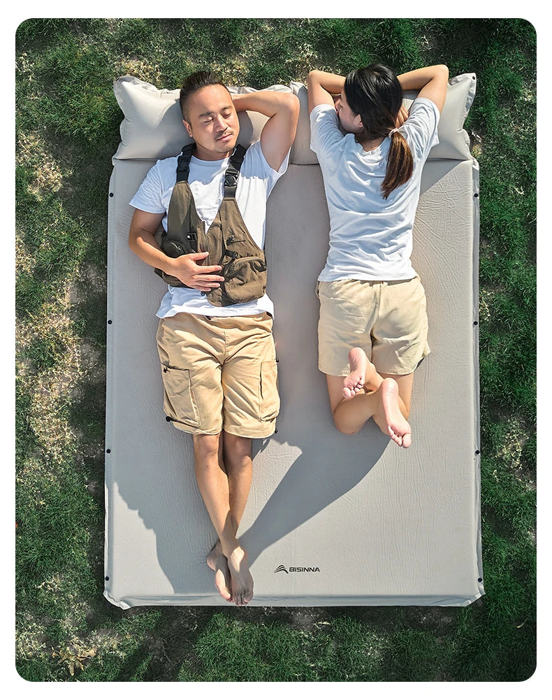 BSWolf Thick Self-Inflating Outdoor Mattress - Spliced Inflatable Camping Mat for Tent Use