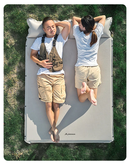 BSWolf Thick Self-Inflating Outdoor Mattress - Spliced Inflatable Camping Mat for Tent Use
