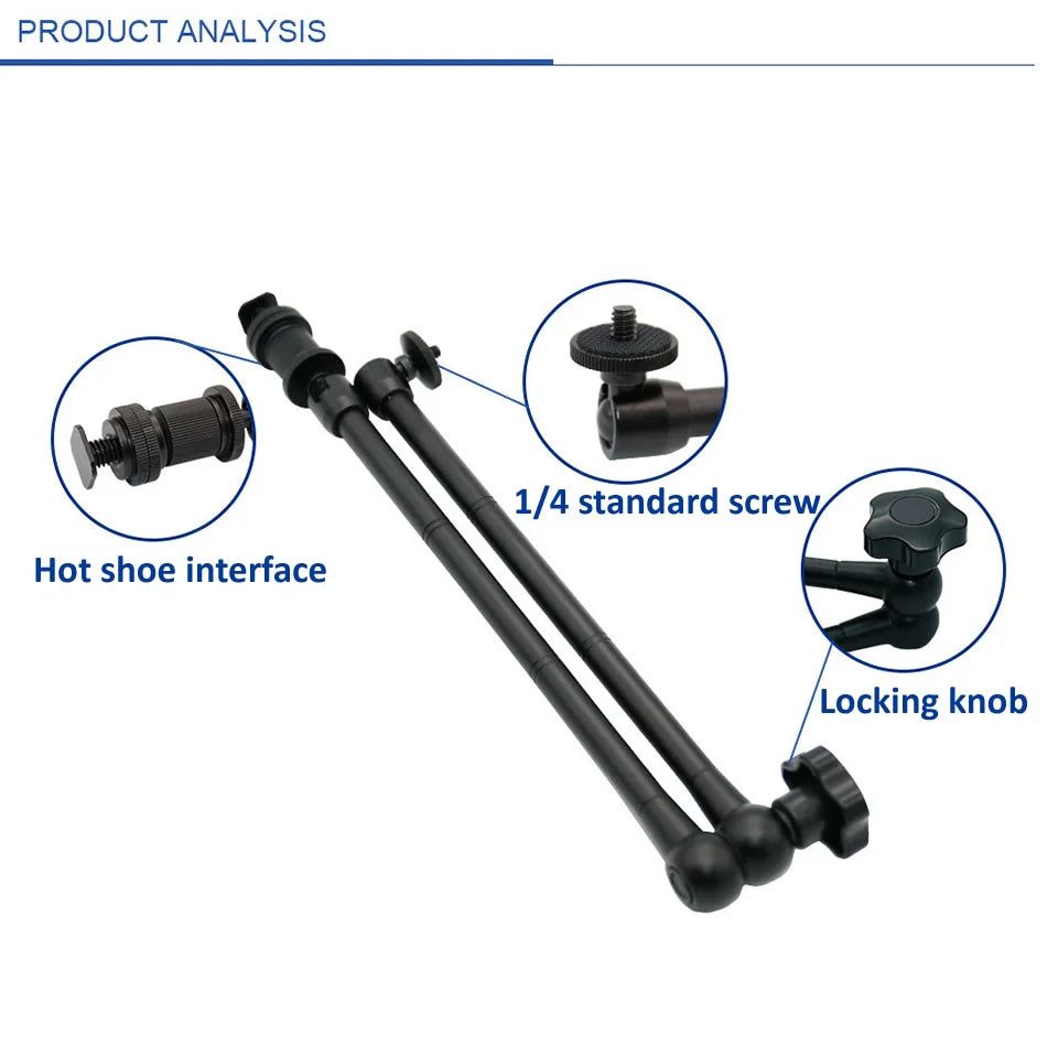 7/11/20 Inch Metal Articulating Magic Arm – Super Clamp Stand for DSLR Camera & Photo Studio Accessories