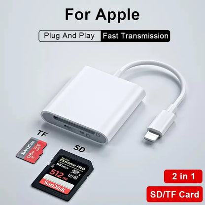 4-in-1 USB Card Reader – SD/TF Card Adapter for iPhone 14/13/12/11 Pro Max & iPad, Lightning Fast Charging for MacBook & Camera