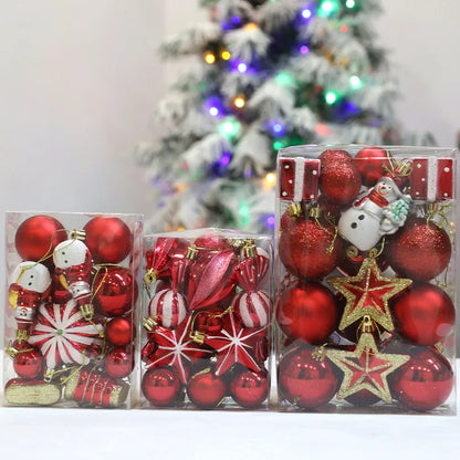 Red Christmas Tree Ball & Candy Cane Ornament Set – Large Hanging Pendants for Holiday Home Decor 2024