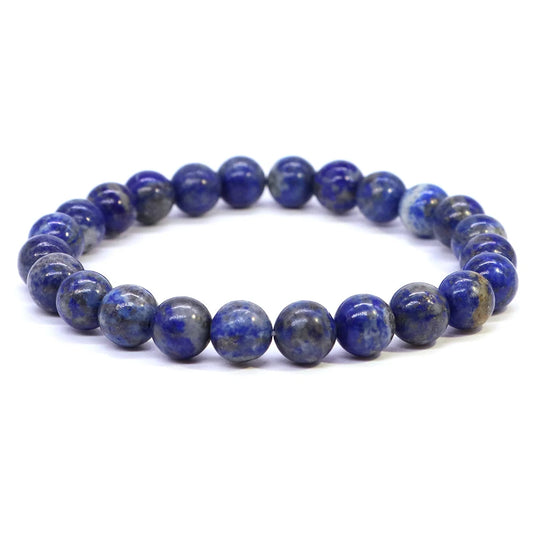 Natural Stone Beaded Bracelet for Men & Women – Healing Crystal Lapis Lazuli Quartz Elastic Couple Jewelry Bangle Bracelet