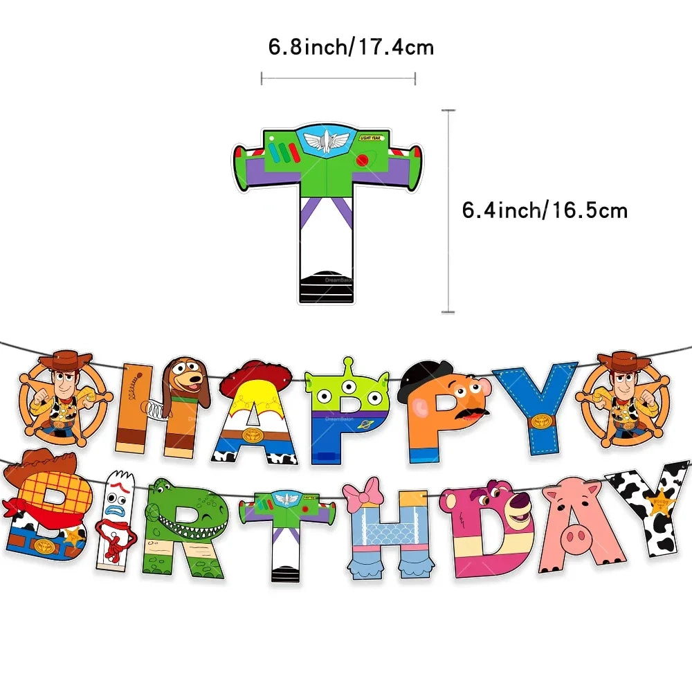 Disney Toy Story Buzz Lightyear Birthday Party Decoration Set – Foil & Latex Balloons, Happy Birthday Banner & Cake Topper for Kids Boys Hero Theme Party