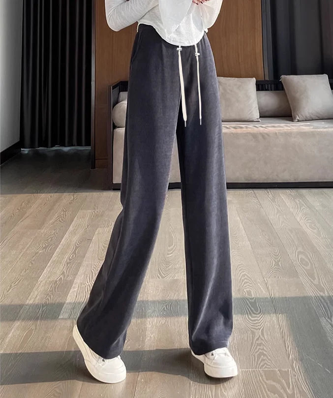 M-4XL Women’s Maternity Radish Pants – Cotton Fleece Ankle-Length Corduroy Sweatpants, High Waist Autumn Pregnancy Trousers