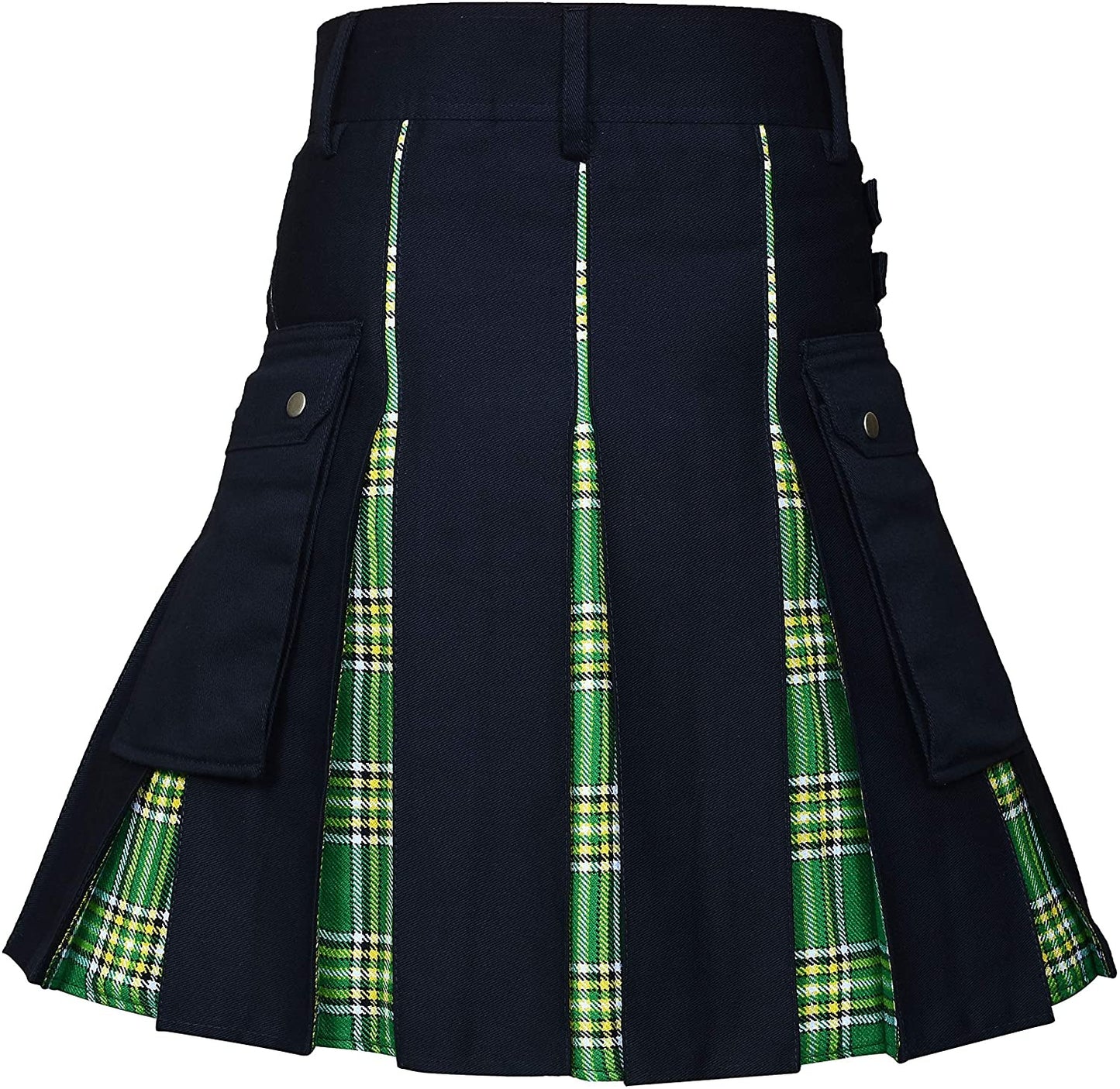 Men's Utility Kilt – 100% Cotton Jeans Hybrid with Modern Box Pleated Tartan, Traditional Design