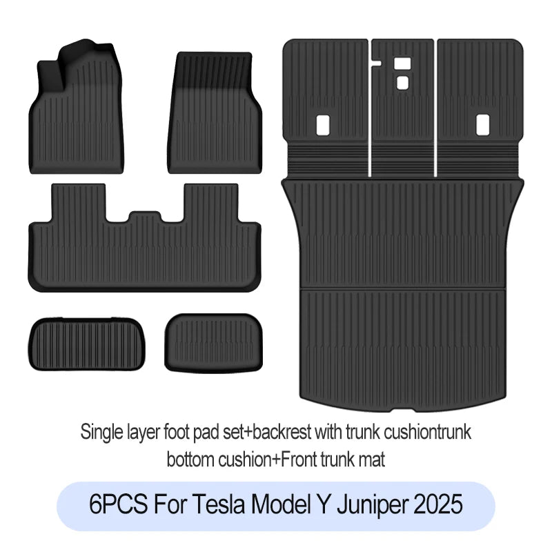Tesla Model Y Juniper 2025+ TPE Floor Mats Set – Premium All-Weather Cargo & Trunk Liner, Wear-Resistant Car Interior Foot Protection Mats