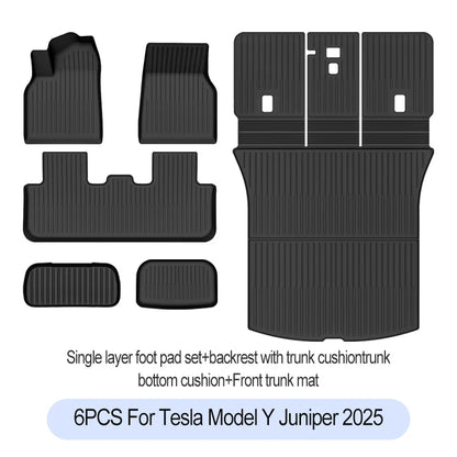 Tesla Model Y Juniper 2025+ TPE Floor Mats Set – Premium All-Weather Cargo & Trunk Liner, Wear-Resistant Car Interior Foot Protection Mats