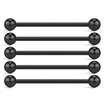 5PCS Titanium Piercing Barbell Set – 14G External Thread Tongue, Industrial, Nipple, Ear Tragus Rings (12–38mm Jewelry)