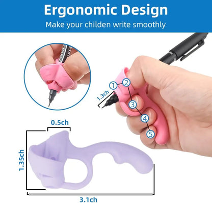 Ergonomic Pen Grip Corrector - Soft Rubber Handwriting Posture Trainer for Kids and Students