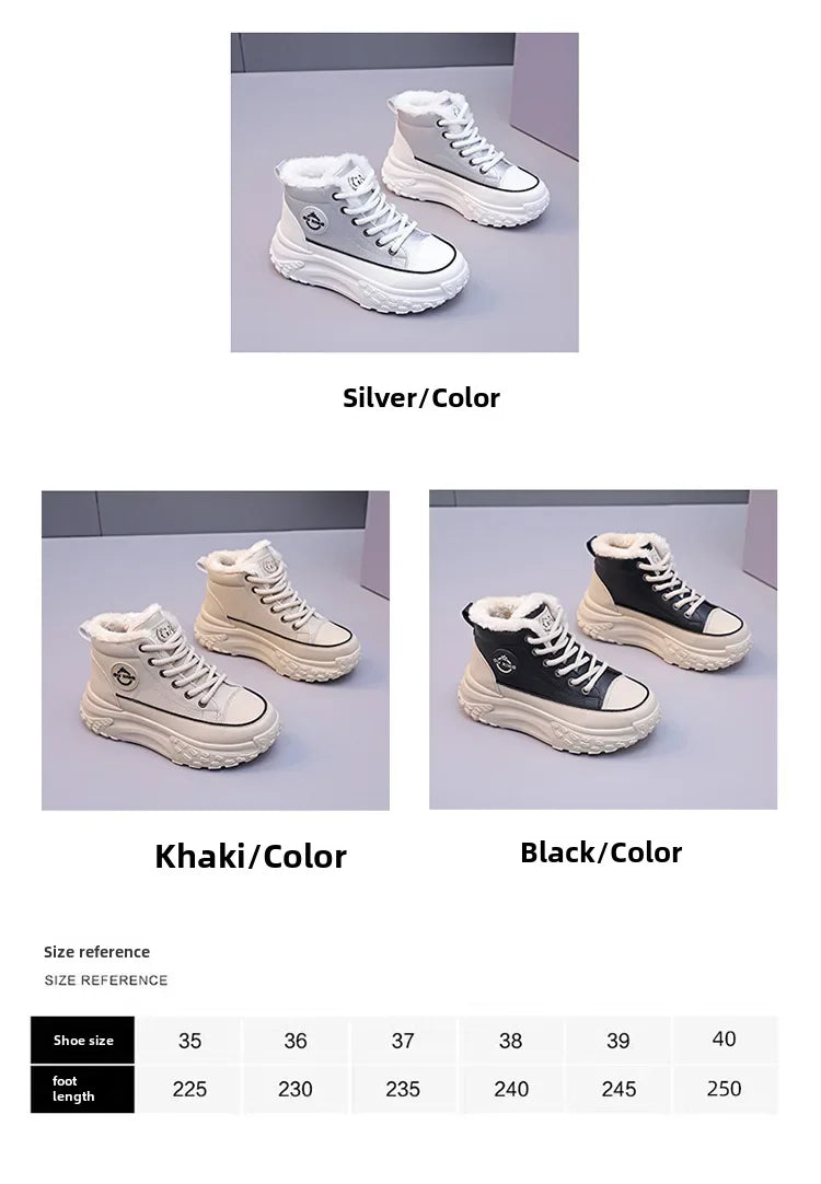 Women's Winter 2023 Flat Boots – Fleece-Lined High-Top Warm Cotton Shoes Hx-Q037