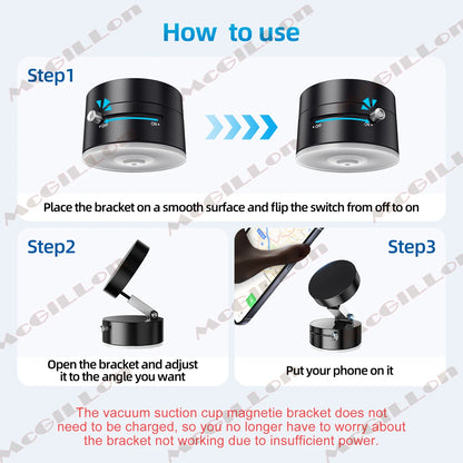 Vacuum Magnetic Folding Swivel Stand – Double-Sided Suction Cup Universal Mobile Phone Holder