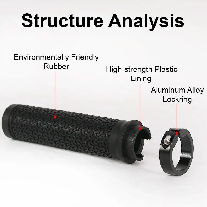 BUCKLOS Lock-On Bicycle Handlebar Grips — Anti-Slip Waterproof MTB Damping Cuffs for Mountain Bikes