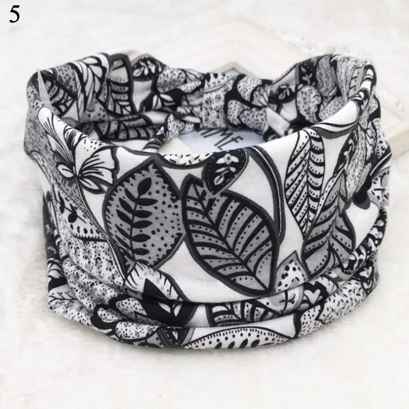 Bohemian Wide Cotton Stretch Headband for Women – Turban Headwrap, Bandage Hairband, Bandana Hair Accessories