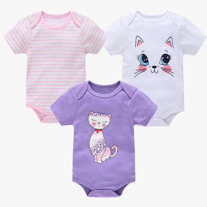 3/6PCS Baby Cotton Bodysuits – Short Sleeve Onesies for Newborns & Toddlers 0-12 Months, Boys & Girls