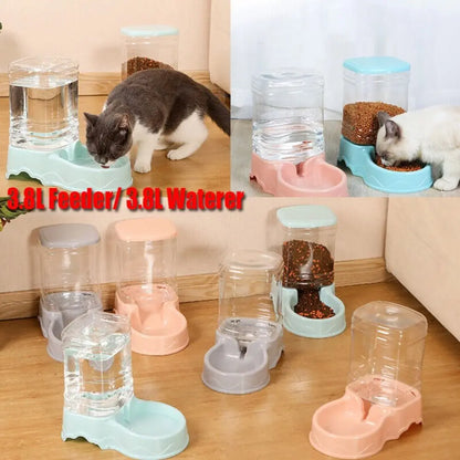 3.8L Automatic Pet Feeder & Water Fountain – Large Cat & Dog Food Dispenser