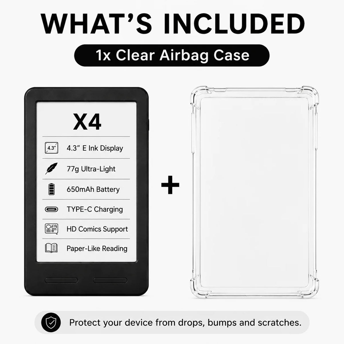 XTEINK X4Pro E-Reader - 3.7-Inch Portable E-Ink Reader with 16GB Storage & High-Resolution Display