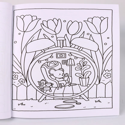 Coloring Books for Adults and Teens, Cute Puppies Cartoon Designs for Relaxation, Cozy Hygge Moment Coloring Fun