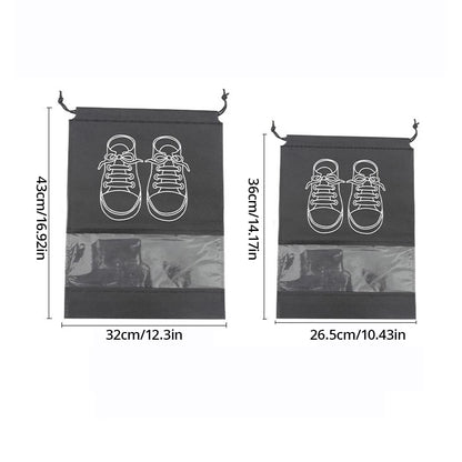 5Pcs Shoe Storage Bag Set – Waterproof Non-Woven Fabric Travel Shoe Organizer with Strap, Large Capacity & Moisture-Proof Design