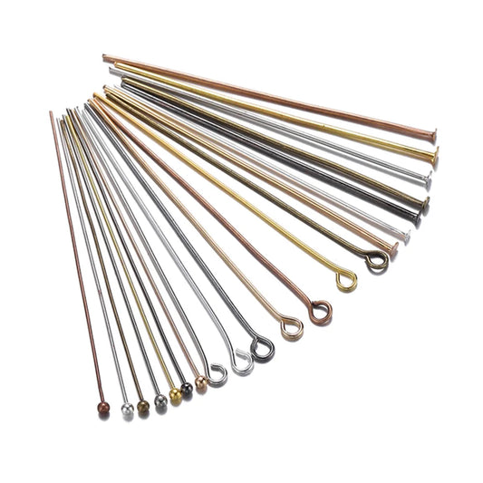 Jewelry Eye Pins & Ball Head Pins - 100/200pcs DIY Findings for Earrings Bracelets Pendants 16-60mm Craft Making Supplies