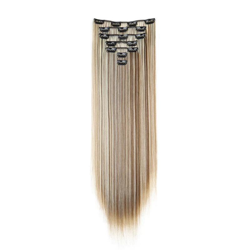 WIGSIN 24-Inch Straight Hair Extensions - 7-Piece Clip-In Synthetic Hair Set for Women