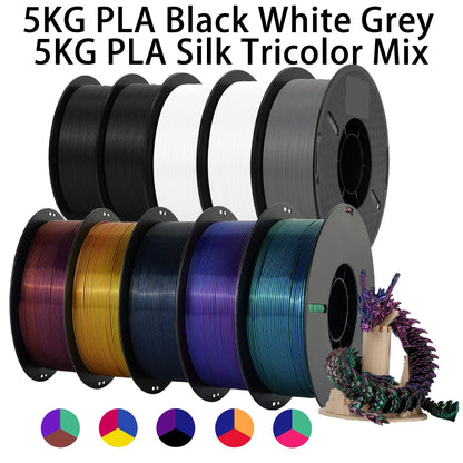 Tri-Color Dual-Color Silk Rainbow PLA Filament 1.75mm – Accurate +/-0.03mm, Compatible with Most FDM 3D Printers