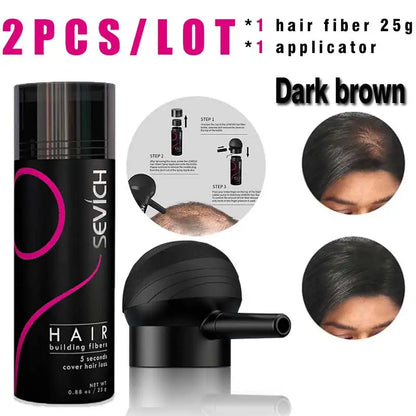 SEVICH Hair Building Fiber Set – Hair Loss Concealer for Sparse or Bald Spots with Keratin Fiber Powder Applicator