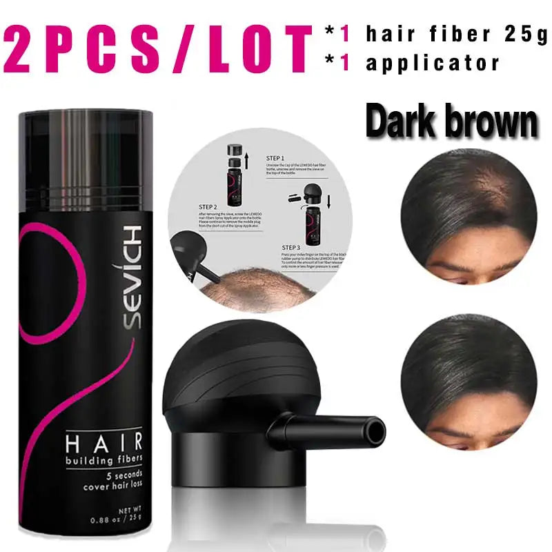 SEVICH Hair Building Fiber Set - Keratin Hair Fiber Powder with Applicator for Thinning Hair & Bald Spot Coverage