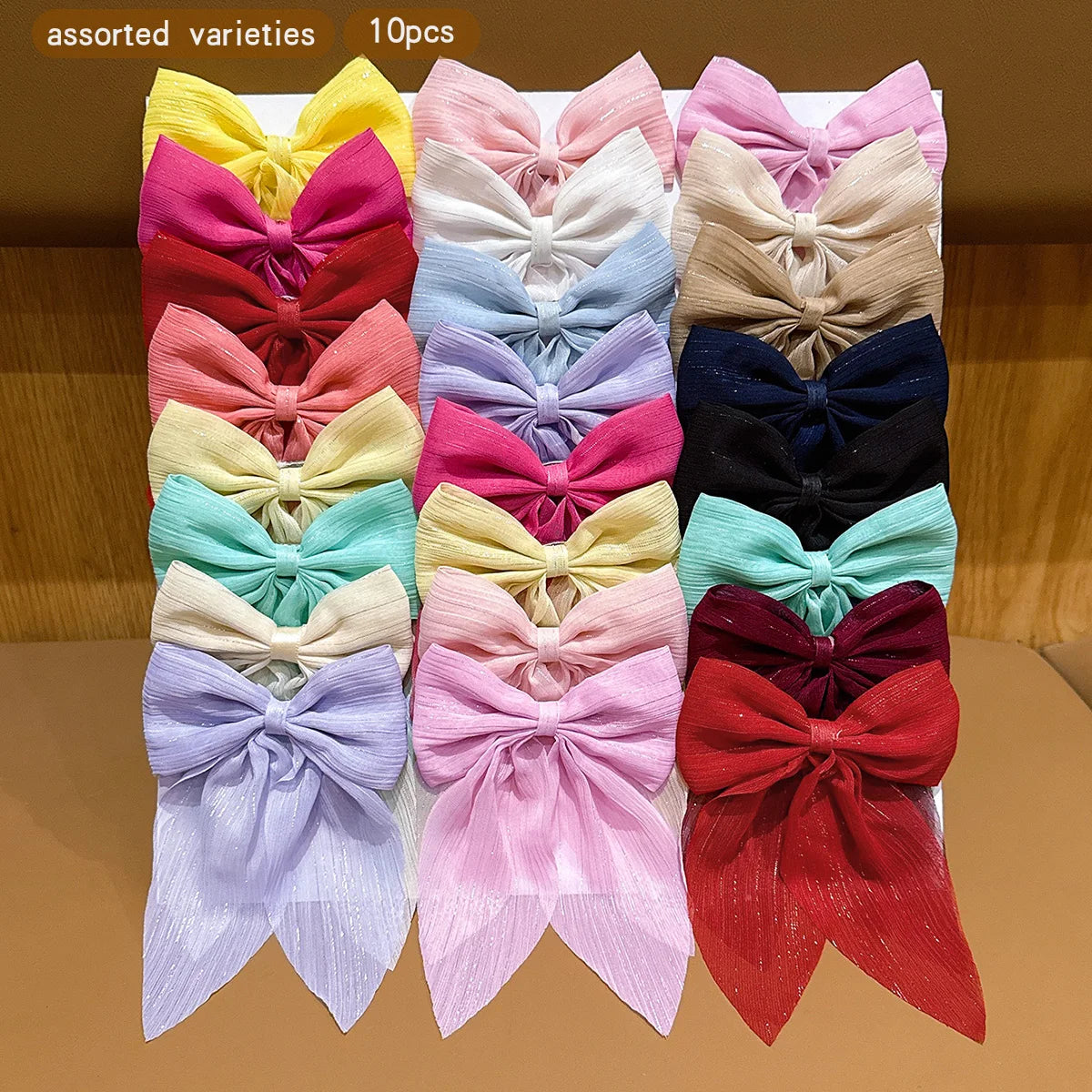 10-Color Random Bow Hair Clips - Cute Everyday Hair Accessories for Girls and Women