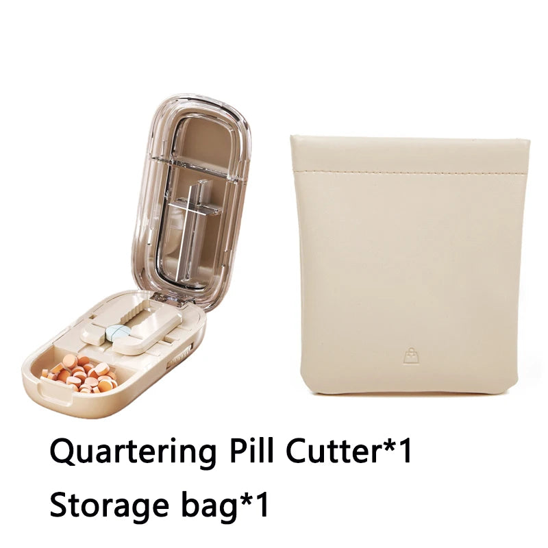 Newest Quartering Pill Cutter & Storage Box – Portable Dustproof Medicine Divider Organizer & Crusher