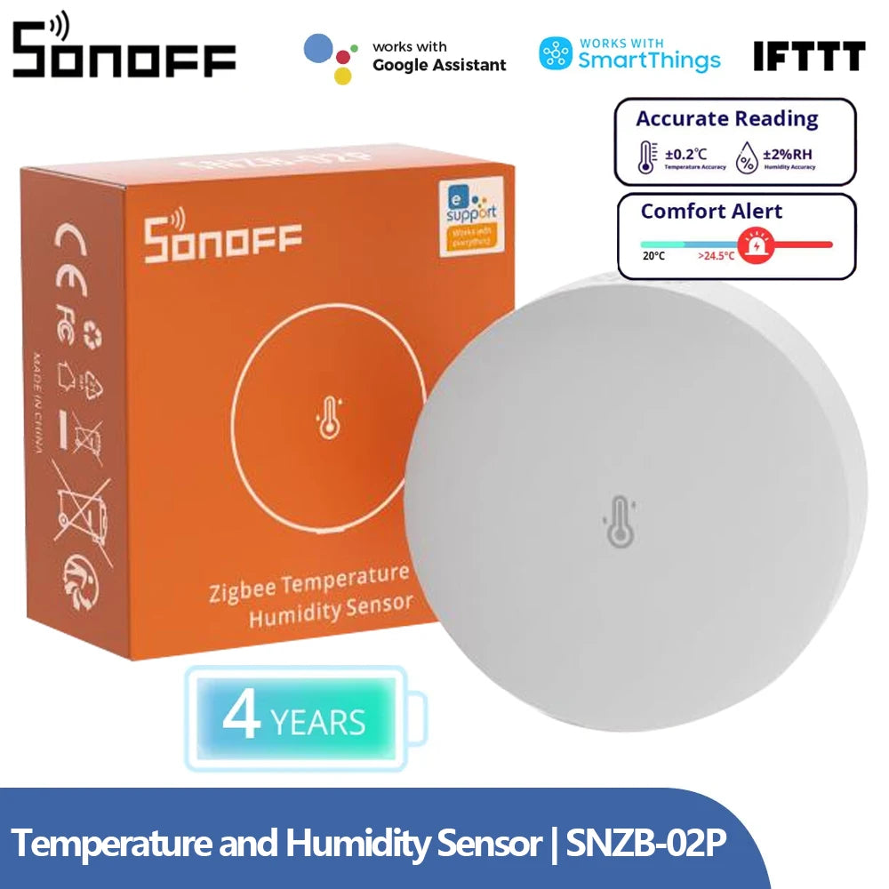 SONOFF SNZB-02P Zigbee Temperature & Humidity Sensor – Smart Home Thermometer, Works with Alexa, Google Home & SmartThings