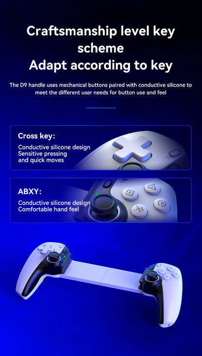 BSP-D9 Wireless Bluetooth Mobile Game Controller – Stretch Design for PC, Tablet, Switch, PS3/PS4, Dual Hall Somatosensory Controller