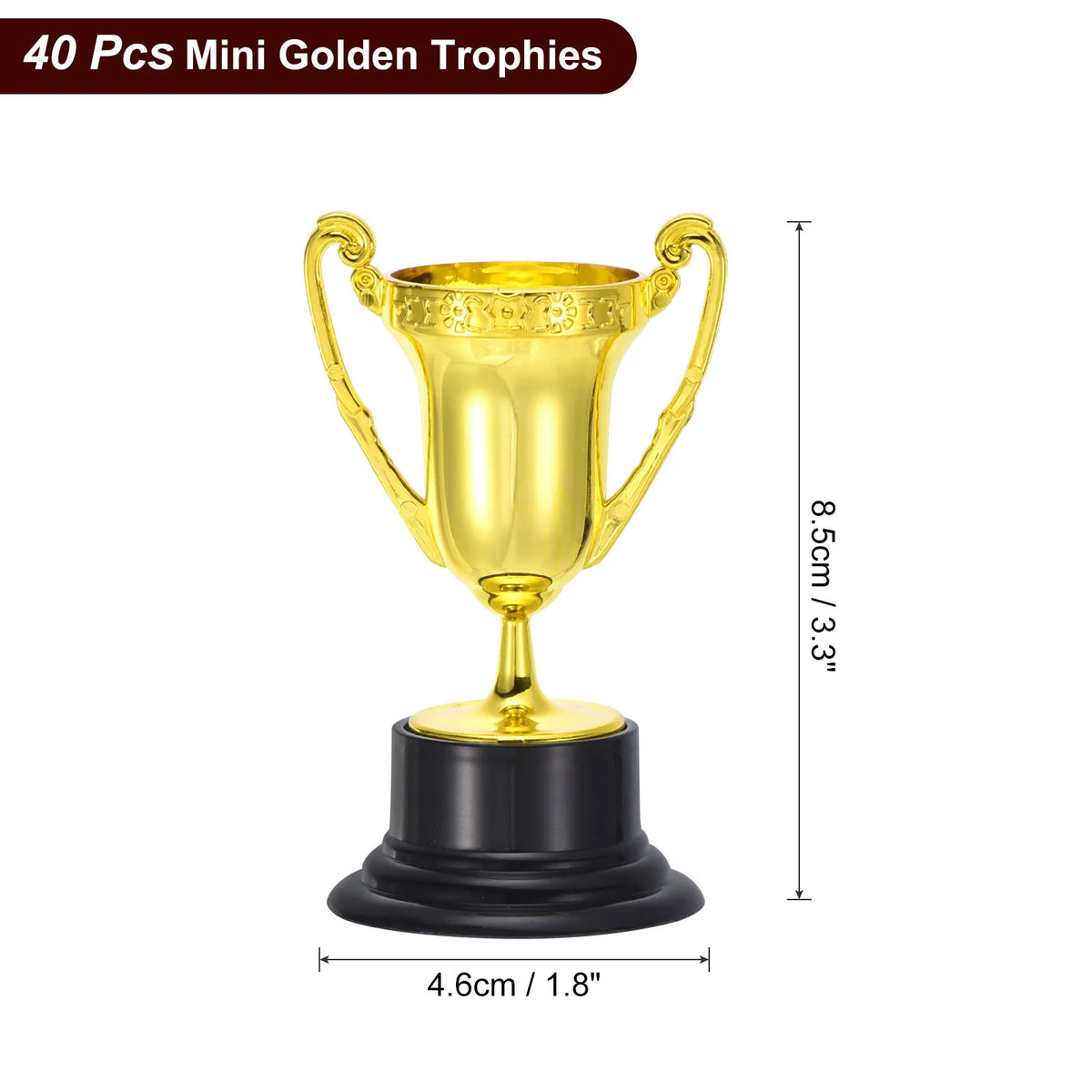 Mini Gold Trophy Cups - Plastic First-Place Winner Awards for Soccer, Sports Competitions, Parties, and Prize Giveaways (40–100 Pieces)