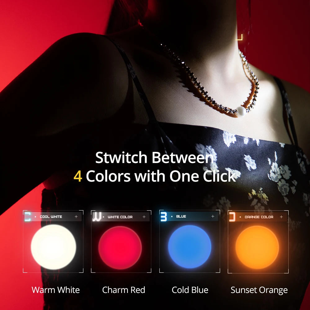 Ambitful 10W Projection Flashlight - Four-Color Light with 8400mAh Rechargeable Battery