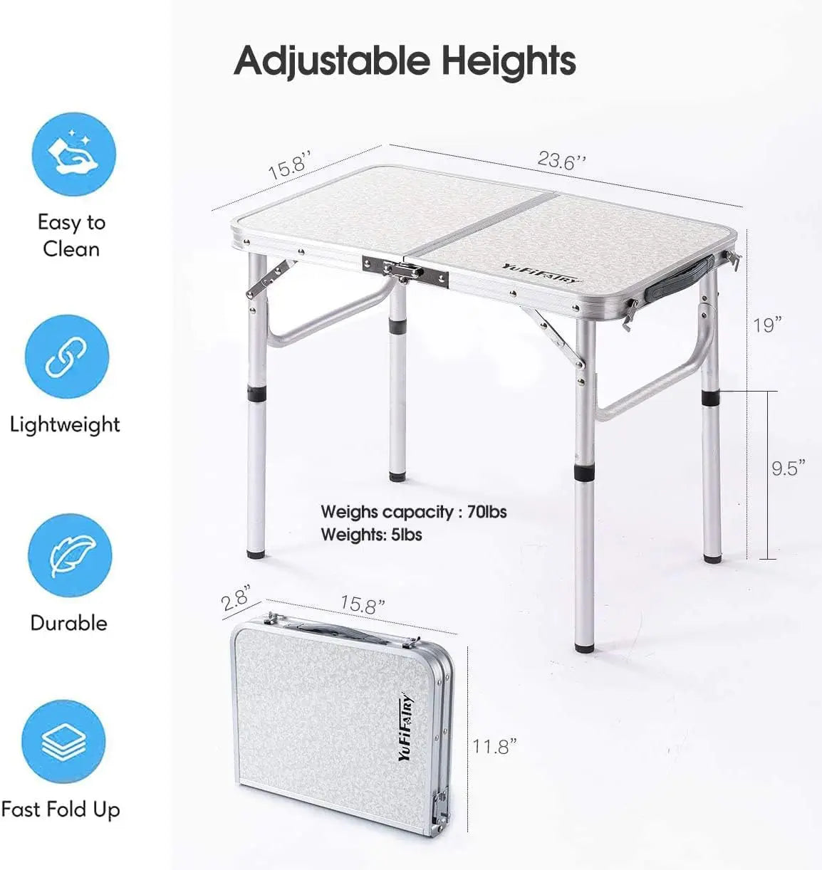 Outdoor Portable Foldable Table – Ultralight Aluminum Camping & Picnic Table with High Bearing Capacity for Nature Hikes