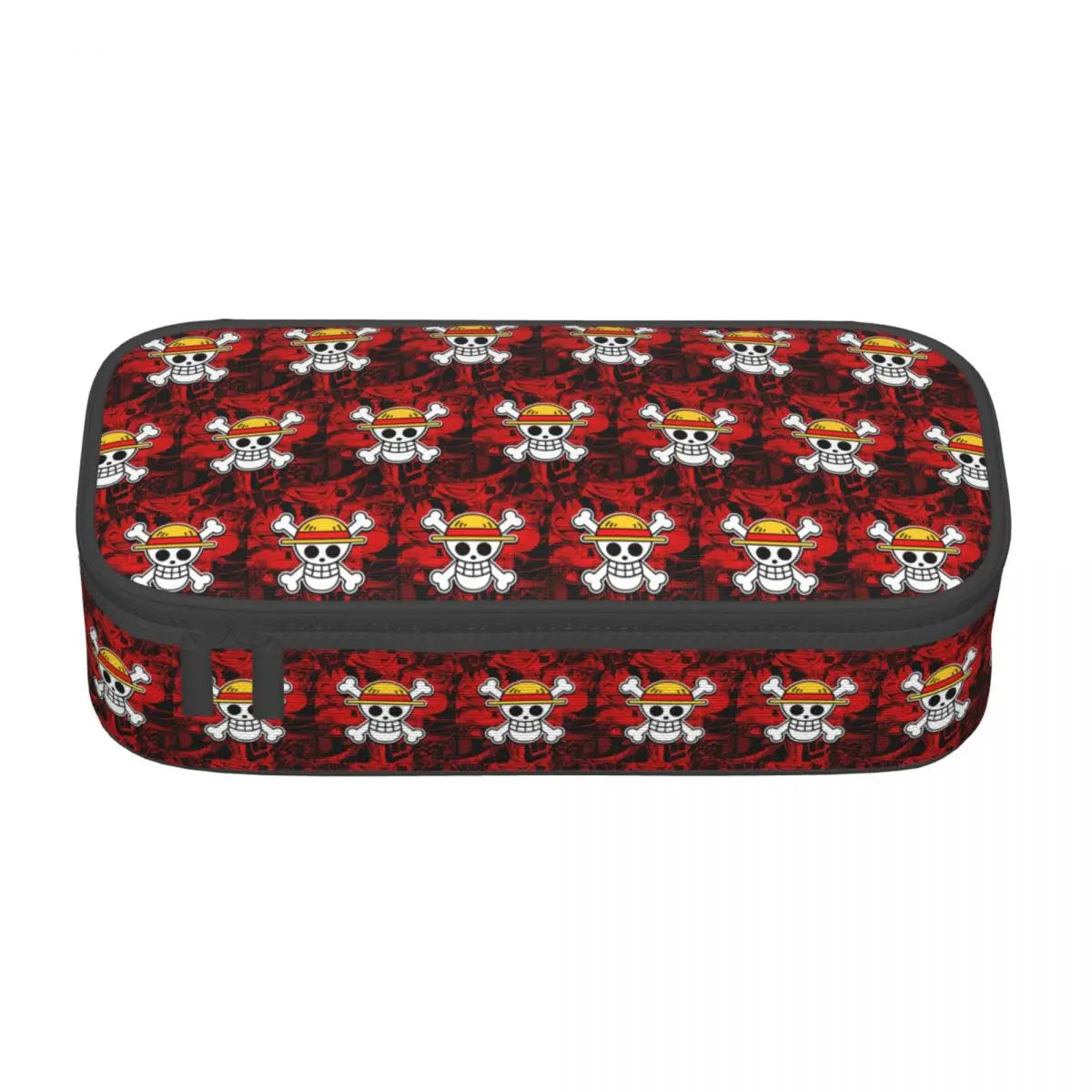 Cute Custom One Piece Pencil Case – Large Capacity Straw Hat Pirates Skull Stationery Bag for Boys & Girls