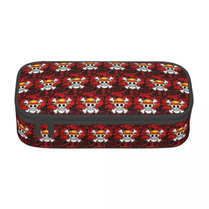 Cute Custom One Piece Pencil Case – Large Capacity Straw Hat Pirates Skull Stationery Bag for Boys & Girls
